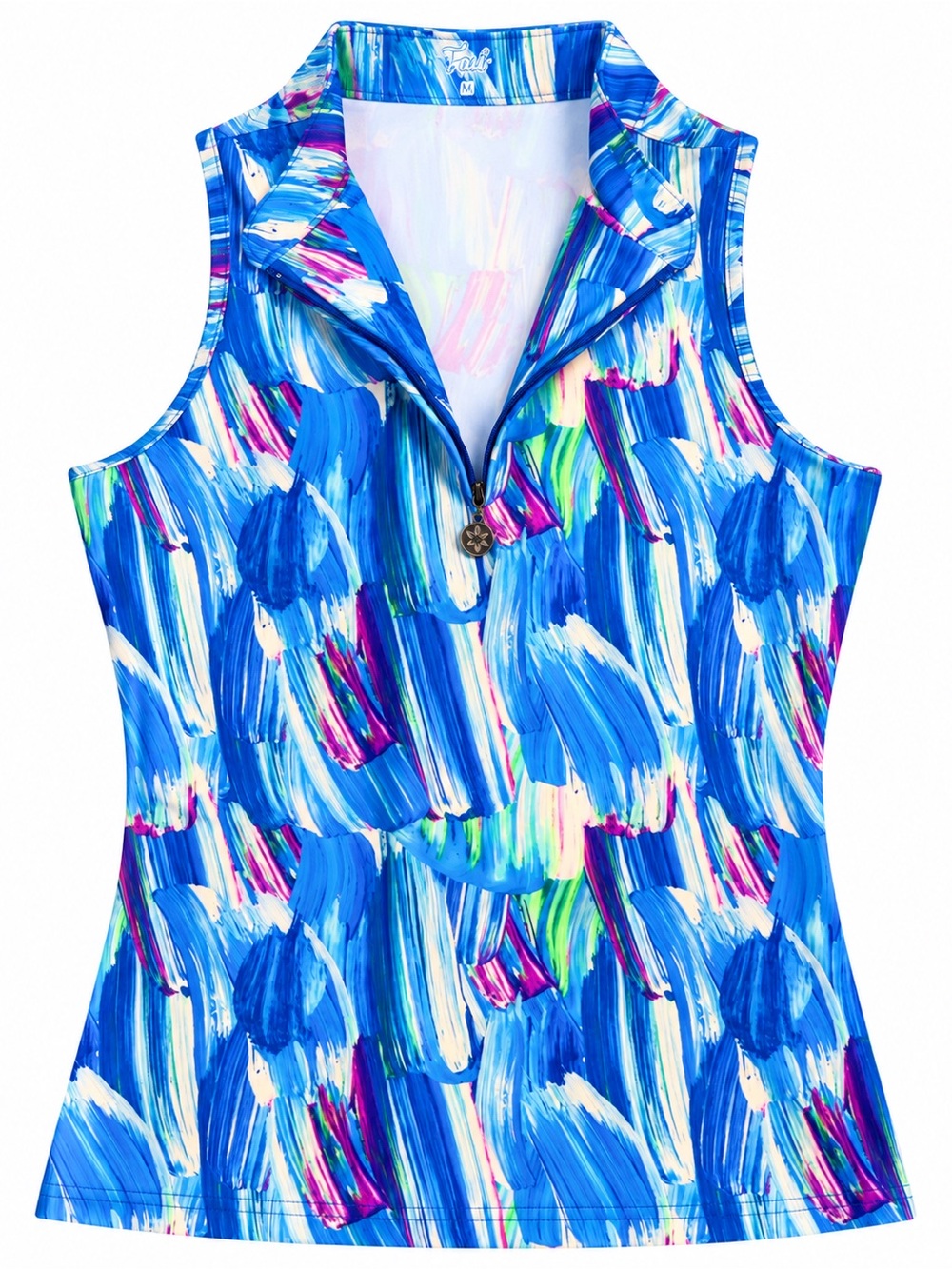 Tzu Tzu Blue Multi-Brushstroke Sleeveless top 0061